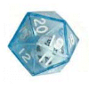 Double Dice d20 Blue Shell w/Internal Opaque White/black d20