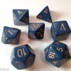Opaque Polyhedral 7-Set Dusty Blue w/gold