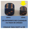 Opaque D6 12mm (36 Dice) Dusty Blue w/gold