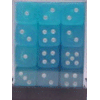 D6 12mm (36 Dice) Frosted™ Caribbean Blue™ w/white